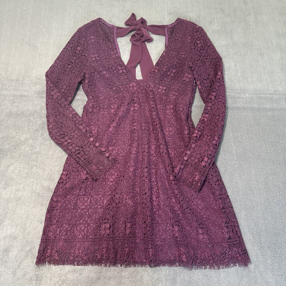 Free People Honey Honey Minidress in Burgundy Sexy Lace Mini Size 2